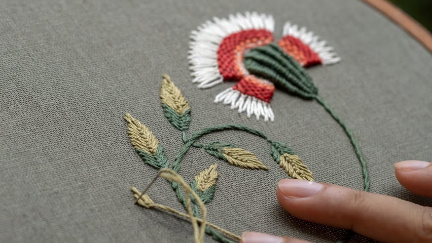 Be creative! Flower Embroidery with Needle Weaving Stitch