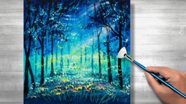 Blue forest painting | Acrylic painting tutorial | step by step #30