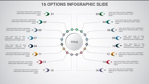 Create 16 Options Infographic Slide in PowerPoint. Tutorial No.867