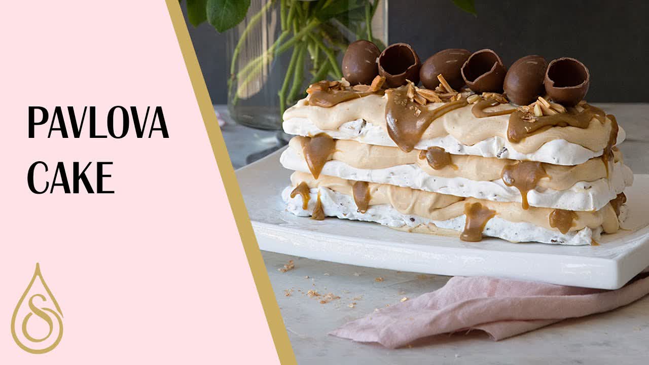 Pavlova Ice Cream Cake With Salted Caramel (Full Recipe) | Kirsten Tibballs