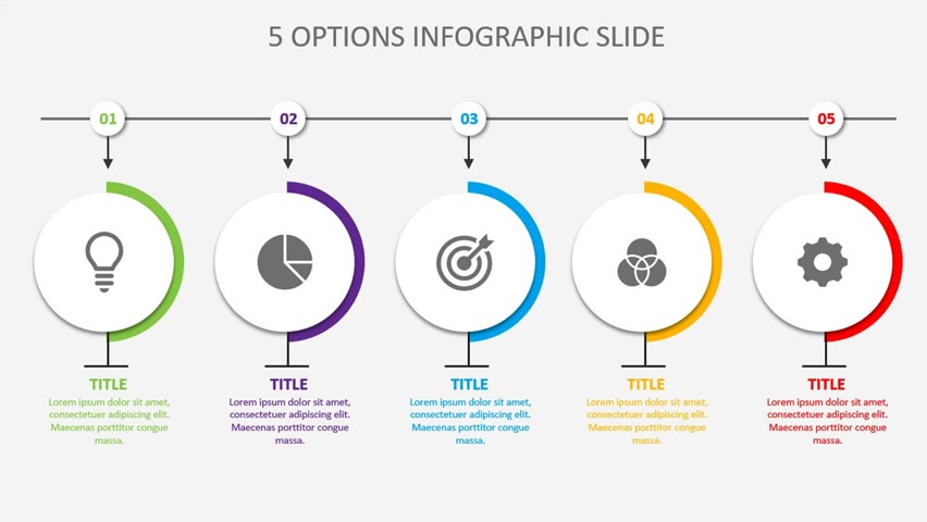Create 5 Circular Options Infographic Slide in PowerPoint. Tutorial No. 938