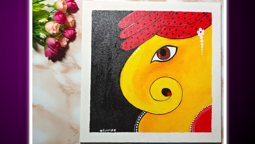 Lord Ganesh ji easiest acrylic painting || very easy for beginners || must try