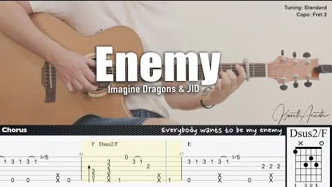 Enemy - Imagine Dragons & JID | Fingerstyle Guitar | TAB + Chords + Lyrics