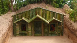 Unbelievable! Build House Under The Wood roots Using Bamboo