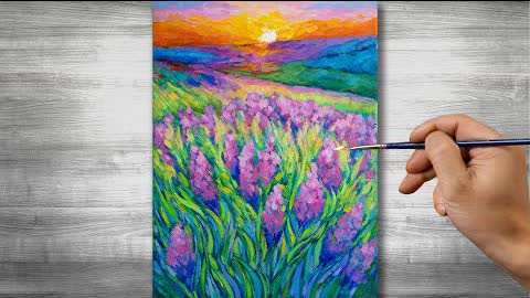 Impressionist painting | flower field | oil painting | time lapses | #338