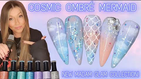 🧜‍♀️ Easy ombre & cosmic mermaid nails | Cloud & star | New Madam Glam colours | Nail art design