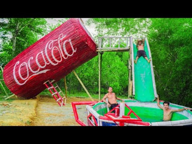 Build Secret House In Giant Coca-Cola With Swimming Pool Water Slide - Primitive Survival