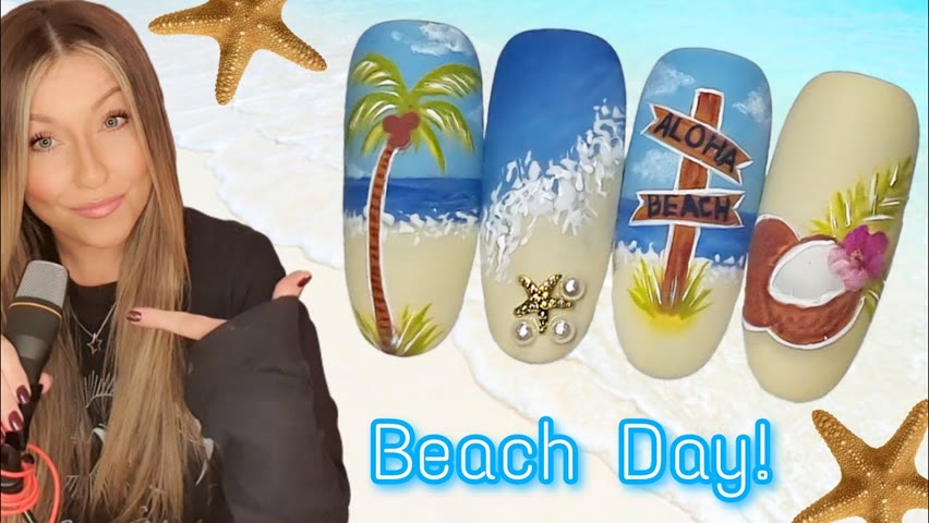 🏝 Summer beach nail art | Madam Glam Glamorous Paradise | Palm tree Coconut Sea Ombre | Nails design
