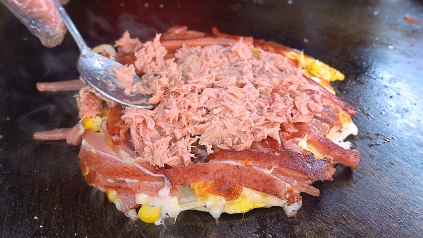 햄치즈토스트 Ham Cheese Egg Toast with Tuna - Korean Street Food