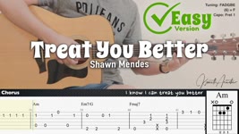 Treat You Better (Easy Version) - Shawn Mendes | Fingerstyle Guitar | TAB + Chords + Lyrics