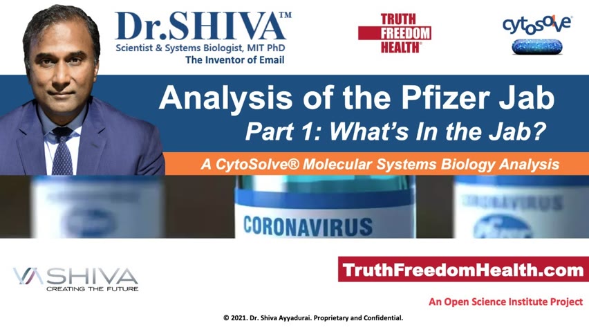 Dr.SHIVA LIVE: Pfizer Jab Analysis: What's in It? Part 1. CytoSolve Open Science