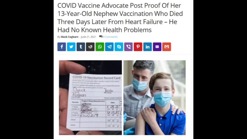 Covid Vaccine kills her 13 years old Nephew after three days vaccination