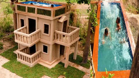Build The Most Beautiful 3 Story Villa House And Swimming Pool Top Of Villa
