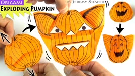 Origami Exploding Pumpkin Jack-O-Lantern