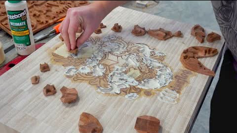 Family coat of arms board. Making process. CNC Inlay.