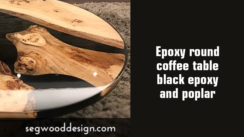 Epoxy round coffee table - black epoxy and poplar