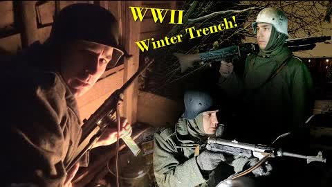 Spending the NIGHT in my WW2 TRENCH and BUNKER - WINTER Edition! Battle of the Bulge in my Garden!