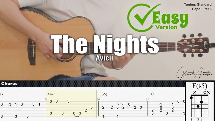 The Nights (Easy Version) - Avicii | Fingerstyle Guitar | TAB + Chords + Lyrics