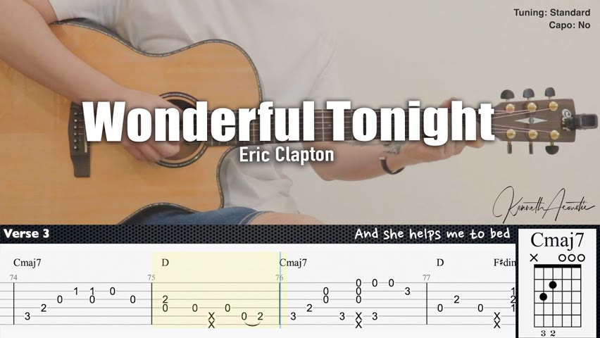 Wonderful Tonight - Eric Clapton | Fingerstyle Guitar | TAB + Chords + Lyrics