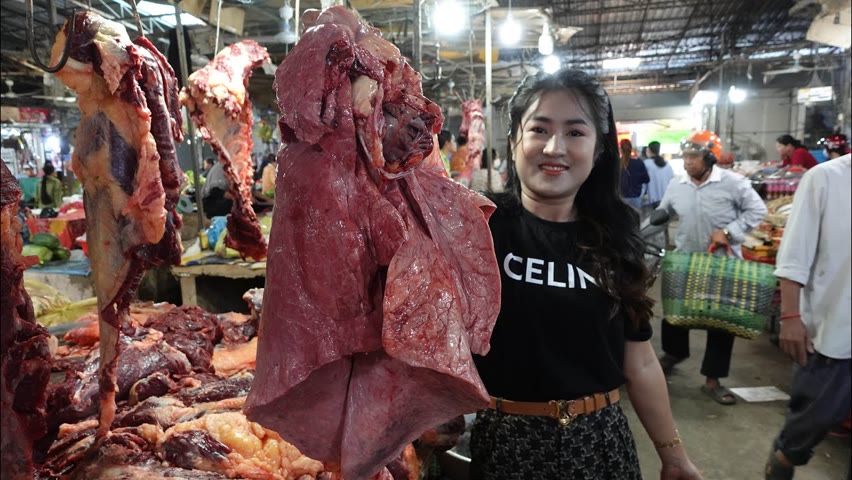 Market show, buy beef liver for my recipe / Yummy beef liver recipe