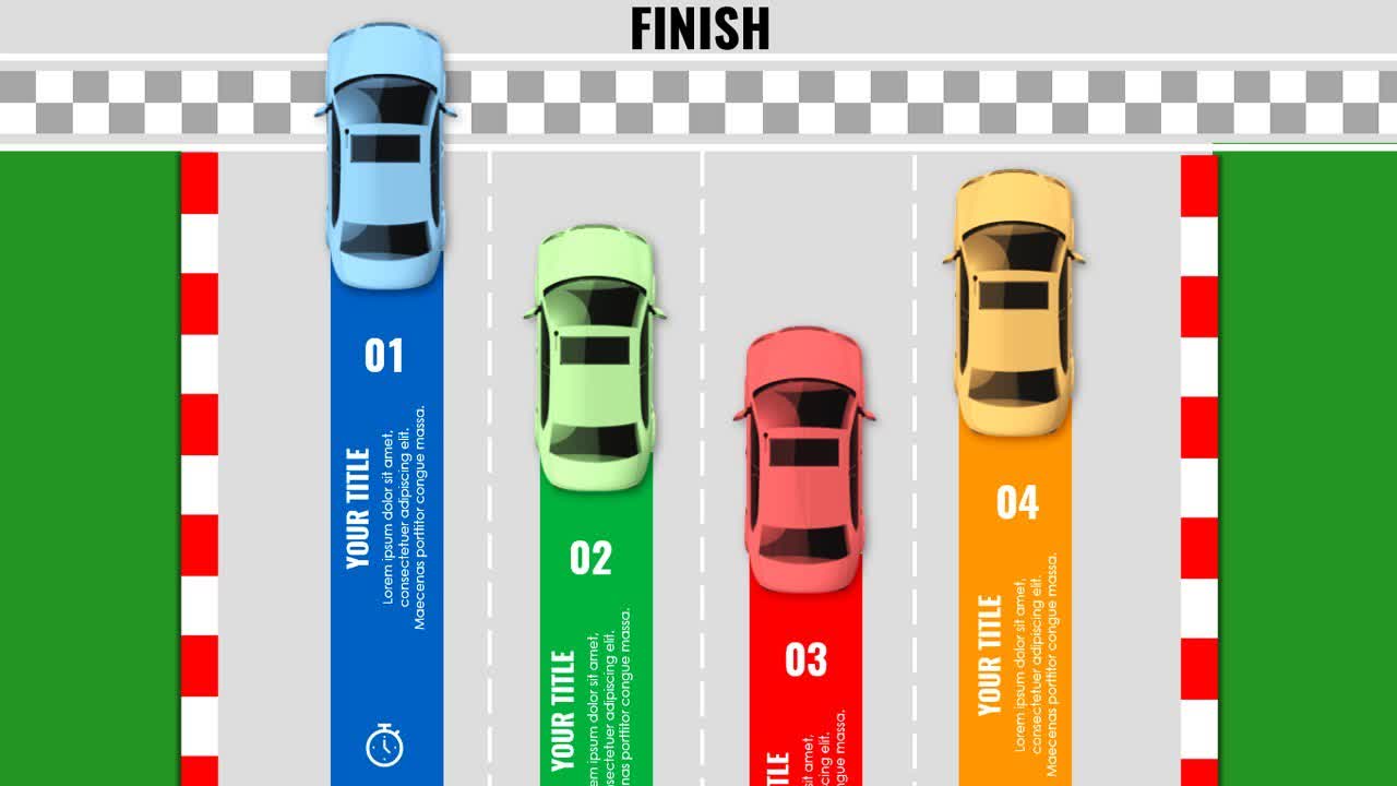 4 Options Car Racing Infographic Slide in PowerPoint