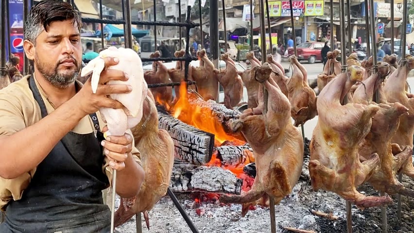 CHICKEN SAJJI MAKING | Whole Roasted Chicken | Delicious Balochi Sajji Street Food Karachi Pakistan