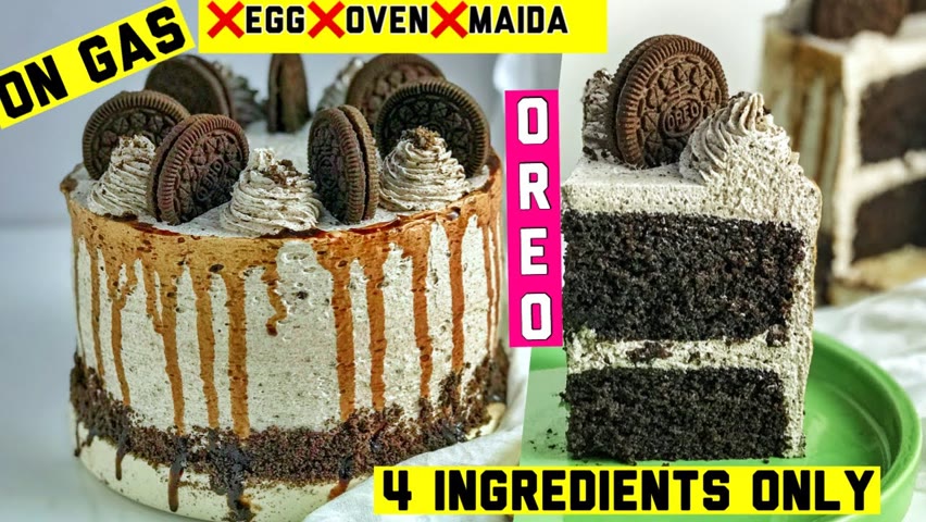 Oreo Cake NO Oven NO Egg NO Maida | 3 ingredients Oreo cake | Eggless Oreo Chocolate Cake Recipe