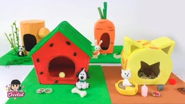 DIY Miniature animal set collection | Pet House | Rabbit, Panda, Puppy and Cat