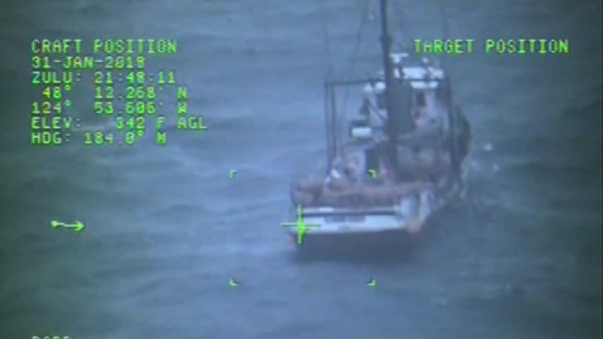 Dramatic Rescue Footage as Fishermen Jump From Sinking Boat