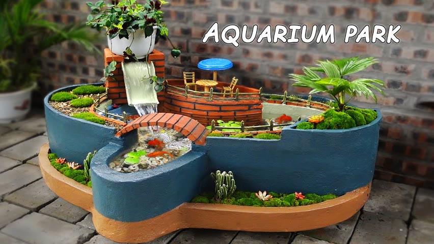 Amazing ideas from cement only - Build a beautiful outdoor mini aquarium park