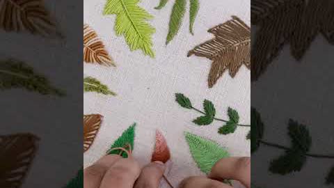 Hand Embroidery Leaf -  Satin Stitch