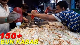 Bun Kabab Street food Karachi | Amazing Style of Making 150 Bun kabab | Fastest Workers