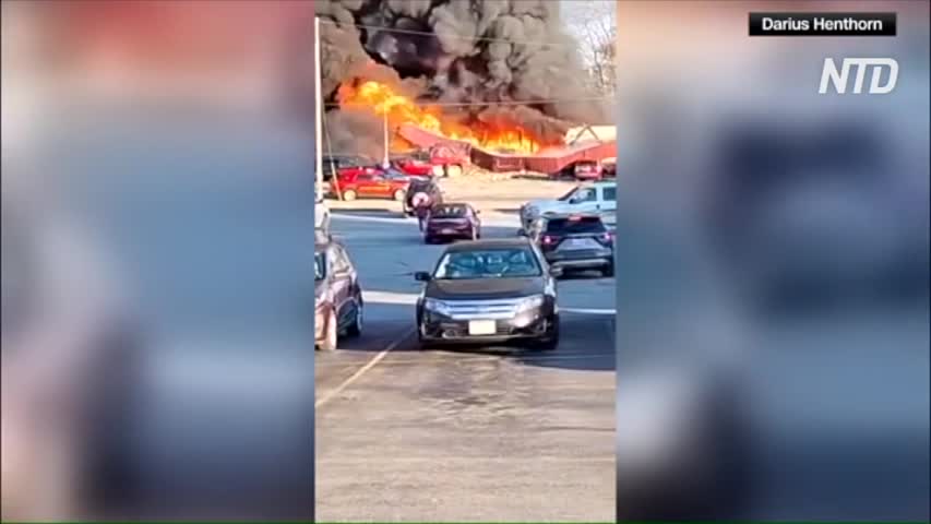 Witness Video- Massive Fire from Ohio Auto Shop Explosion That Kills 3, Injures 1