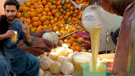 Chilled Ice ORANGE JUICE | Roadside Malta Juice Cart | Street Drink Of Karachi Pakistan