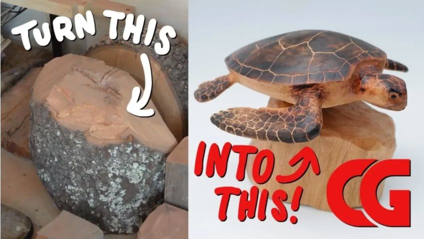 Make a Sea Turtle from a Cherry Log - Wood Art