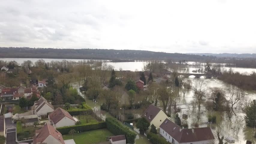 Drone Footage Shows Massive Extent of Flooding in Northern France