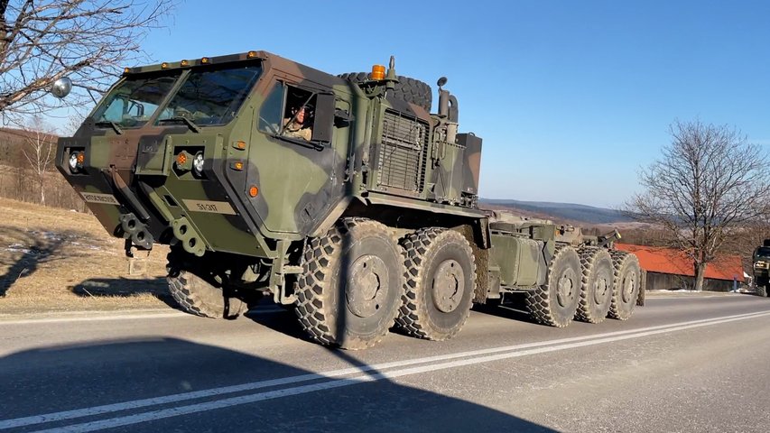 US Amy Transport Trucks Drive Along Ukraine Border updated