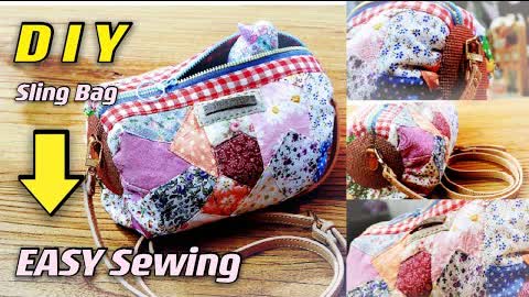SUPER CUTE Sling Bag Tutorial / Fabric Scraps idea / Easy Sewing Bag idea everyone can make