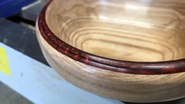 Woodturning - Ash Bowl with Red inlay