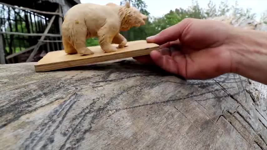 REAL SIZE WOODEN BEAR
