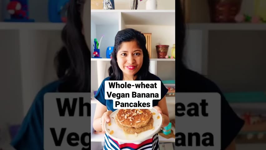 Whole-wheat Vegan Banana Pancakes shorts #shorts #youtubeshorts