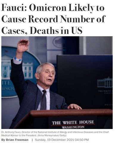 We can tell Fauci is a liar again after few months because Fauci said Omicron Likely to Cause Record Number of Cases Deaths in US