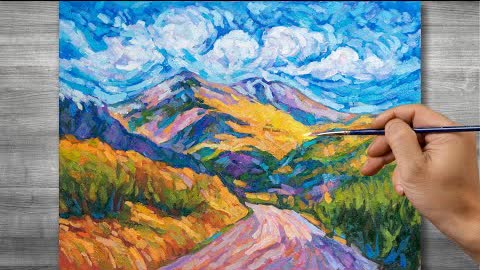 Impressionist painting | mountain scenery | oil painting | time lapses | #335