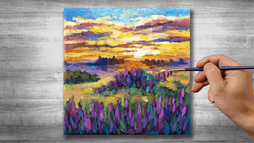 Sunset landscape painting | Acrylic painting time lapse |#287
