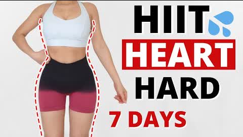 HIIT HEART HARD, full body fat burn (lower belly + waist), boost your confidence in 7 days, part 5