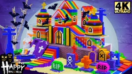 Build Halloween Haunted House with Egyptian Mummies and Cemetery Tombstones from Magnetic Balls