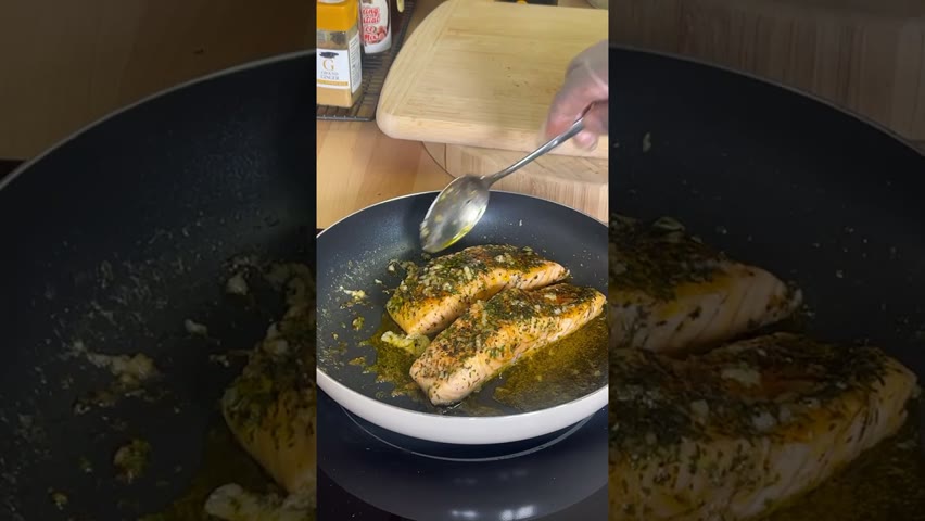 Butter With garlic salmon service vegetables￼ Food News TV!