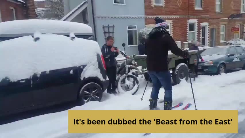 'Beast From the East' Turns Street Into Makeshift Ski Slope