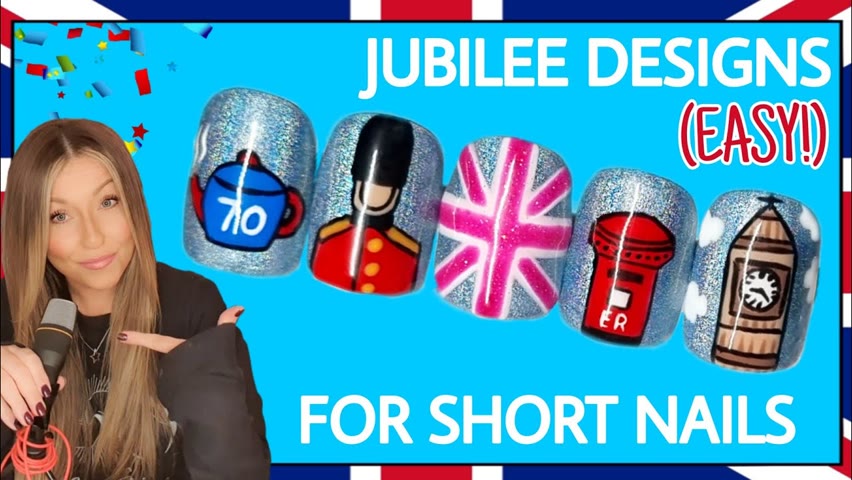 🇬🇧 EASY Jubilee nail art designs | Short nails | UK Big Ben | Union Jack | British | London | Queen