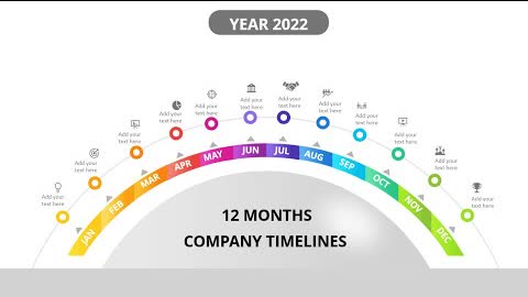 Create 12 Months Timeline Slide in PowerPoint. Tutorial No. 849